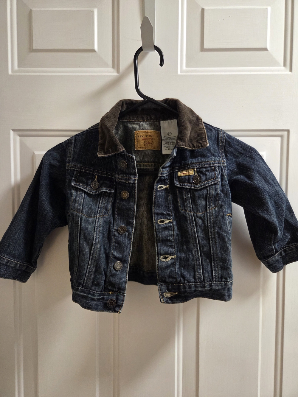 Levi's Kids Dark Blue Denim Jacket with Brown Collar